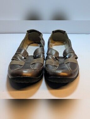 Clarks Haley Stork Metallic Bronze Slip-On Flat Sandals Women’s Size 10 Comfort